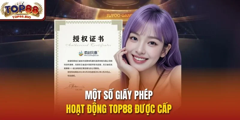 Một số giấy phép hoạt động top88 được cấp
